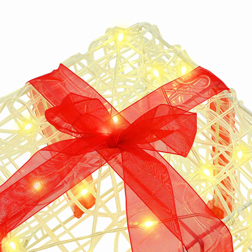 vidaXL Geschenkbox mit 60 LEDs 3 pcs Warmweiß 20 x 20 x 20 cm Acryl