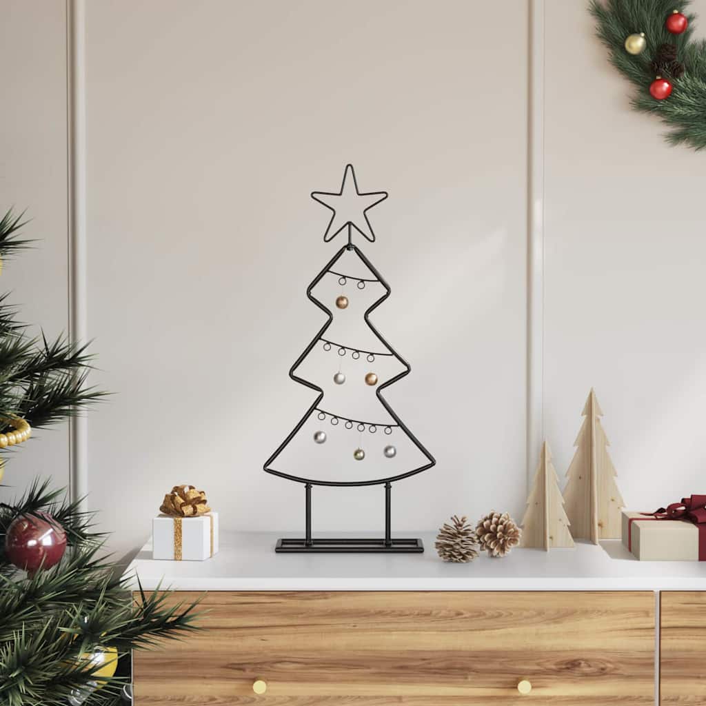 vidaXL Metall Weihnachtsbaum mit Ständer Schwarz 60 cm Stahl