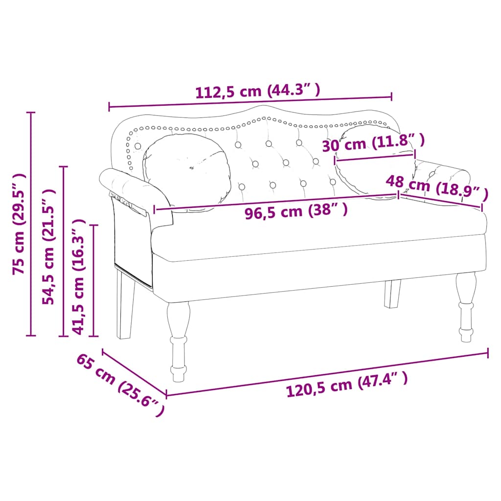 vidaXL Chesterfield Bench Creme 120,5 x 65 x 75 cm Kunstleder