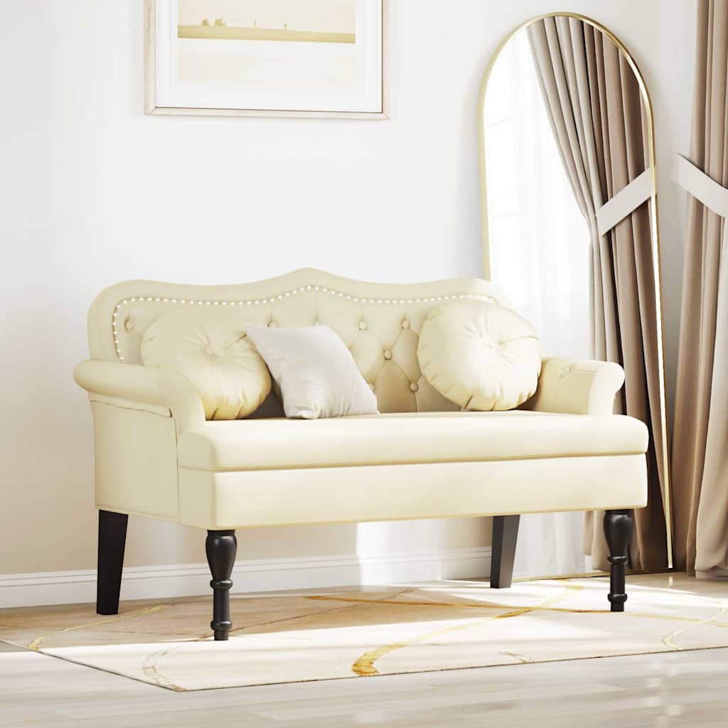vidaXL Chesterfield Bench Creme 120,5 x 65 x 75 cm Kunstleder