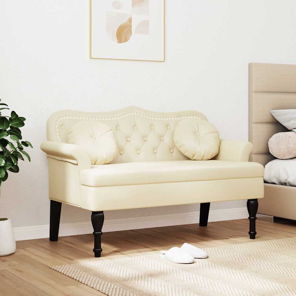 vidaXL Chesterfield Bench Creme 120,5 x 65 x 75 cm Kunstleder