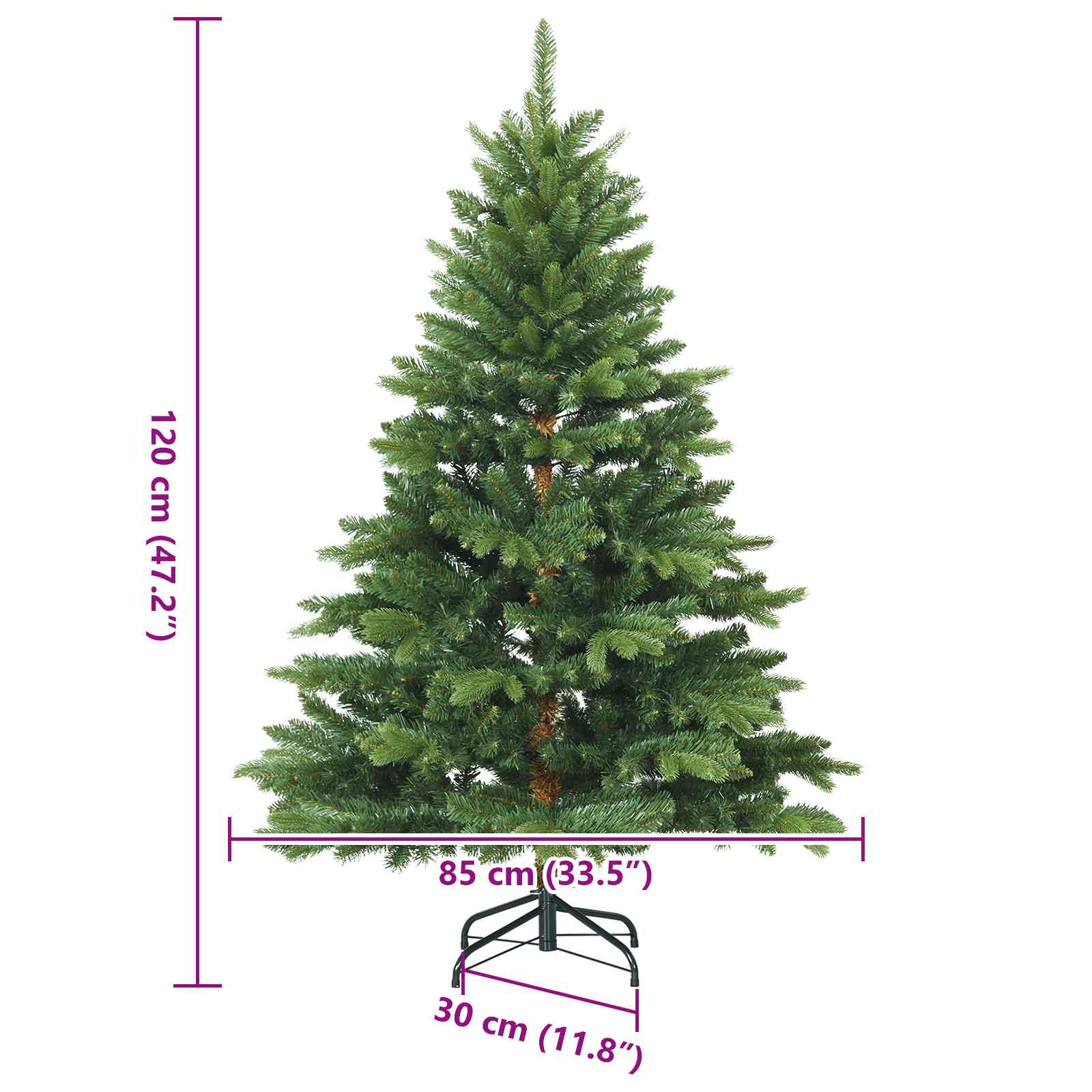 vidaXL Künstlicher klappbarer Weihnachtsbaum mit Ständer Grün 120 cm