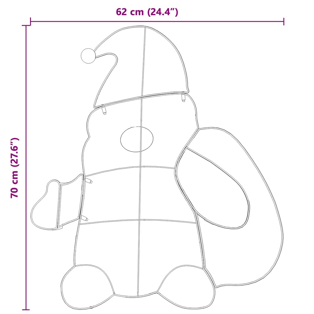 vidaXL Beleuchteter Weihnachtsmann Warmes Weiß 62 x 70 cm Lamé-Stoff