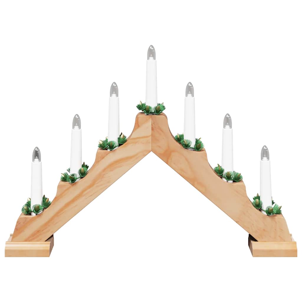 vidaXL Weihnachtskerzenbrücke mit 7 LEDs Braun 39,5 x 5 x 29 cm