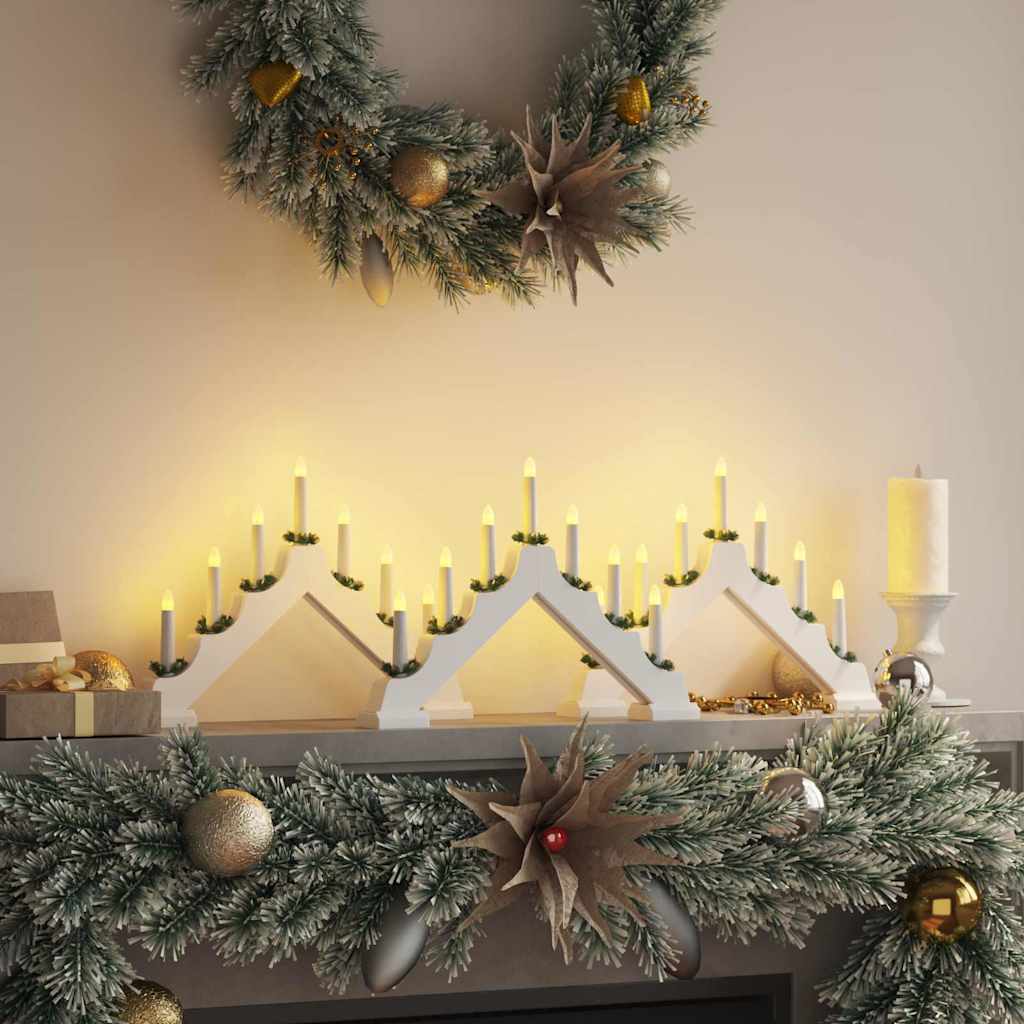 vidaXL Weihnachtskerzenbrücke mit 7 LEDs Braun 39,5 x 5 x 29 cm