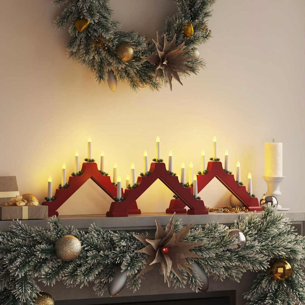 vidaXL Weihnachtskerzenbrücke mit 7 LEDs Braun 39,5 x 5 x 29 cm