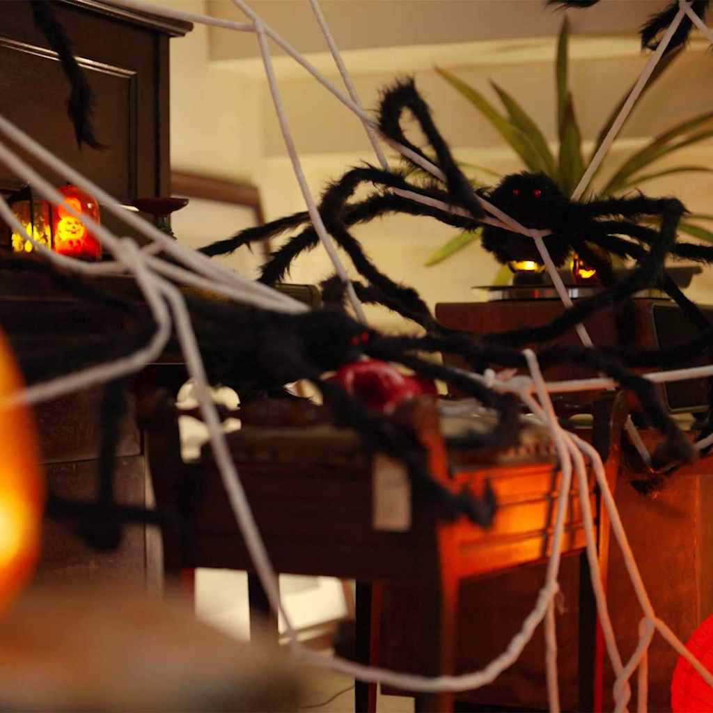 vidaXL Halloween-Spinnendekoration mit Netzen 2 pcs Schwarz und Weiß