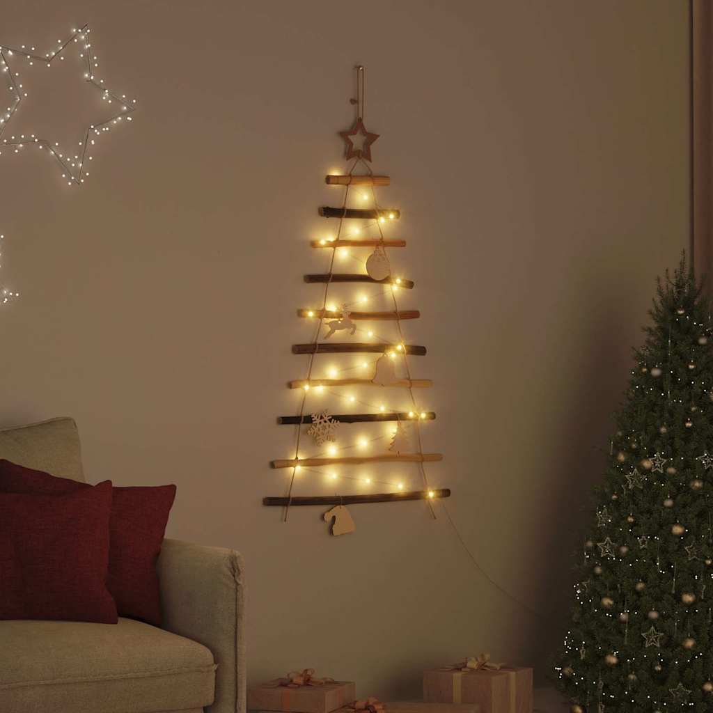 vidaXL Weihnachtsbaum mit 30 LEDs Natur 90 cm Massives Eschenholz