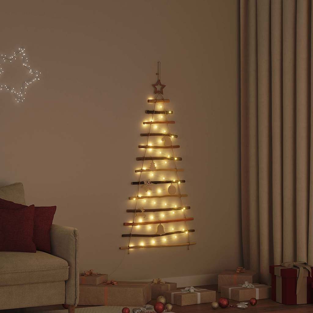 vidaXL Weihnachtsbaum mit 30 LEDs Natur 90 cm Massives Eschenholz