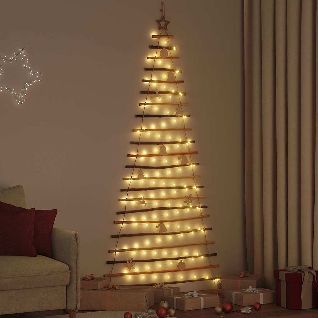 vidaXL Weihnachtsbaum mit 30 LEDs Natur 90 cm Massives Eschenholz