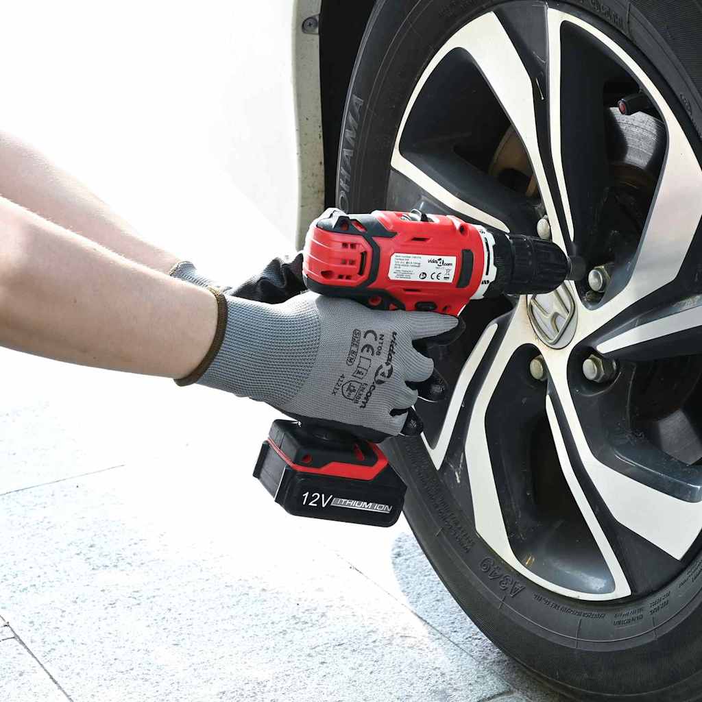 vidaXL Arbeitshandschuhe 12 pcs Grau und Schwarz 7 / S Polyester