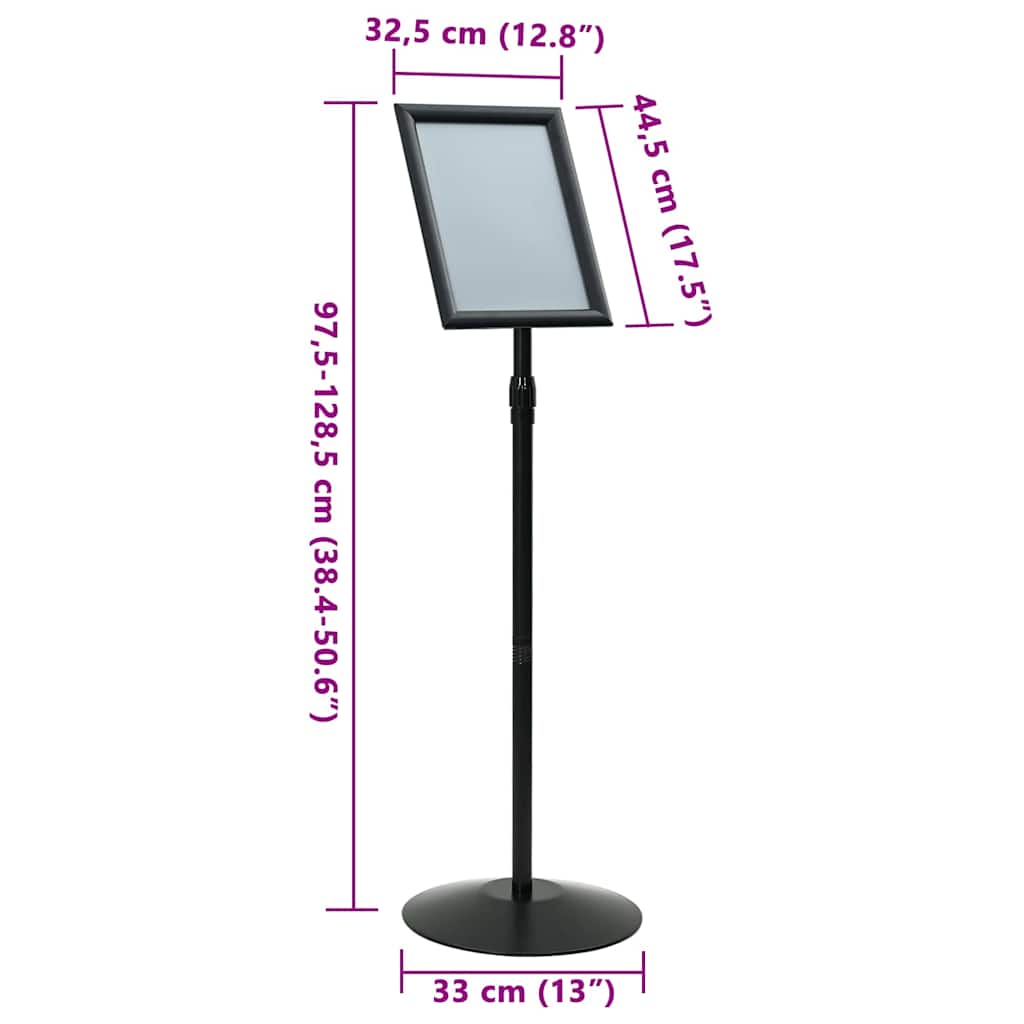 vidaXL Podest-Posterständer Schwarz A3 Aluminium und PVC