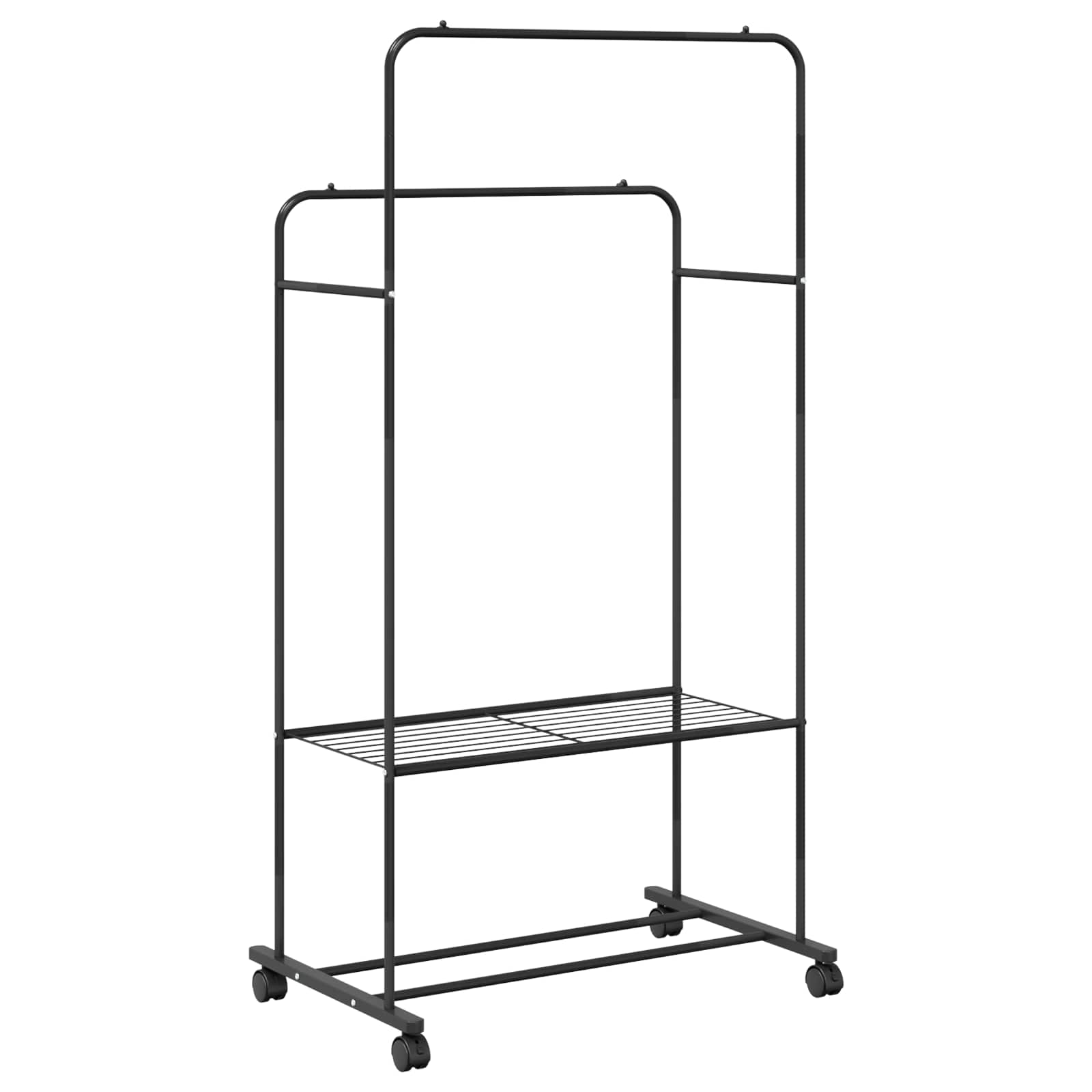 vidaXL Kleiderständer mit Regal Mit Rad mit Speicher Schwarz