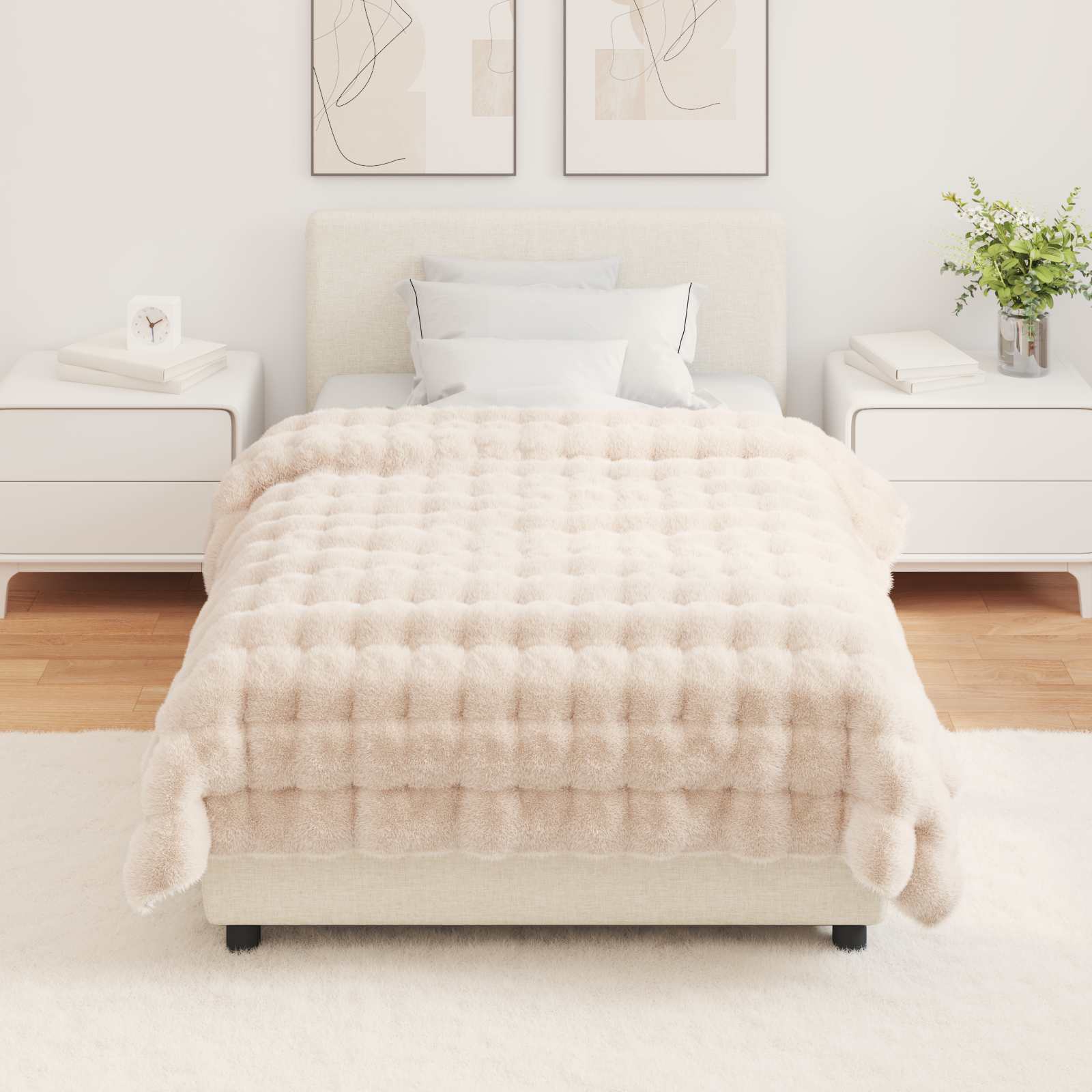 vidaXL Kunstfell Kaninchenfell Decke Beige 130 x 150 cm Polyester