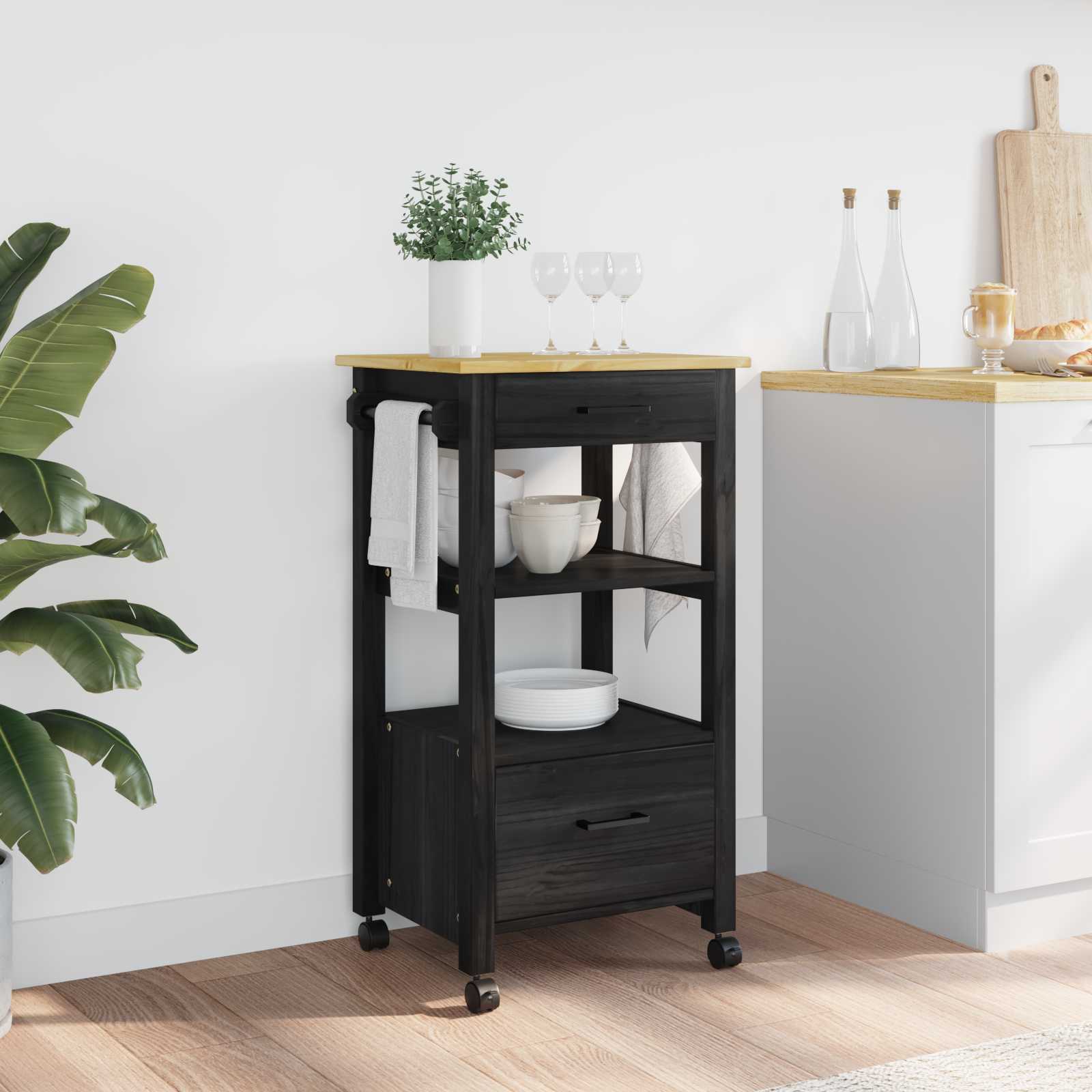 vidaXL Küchenwagen MONZA 48x40x88,5 cm Massivholz Kiefer