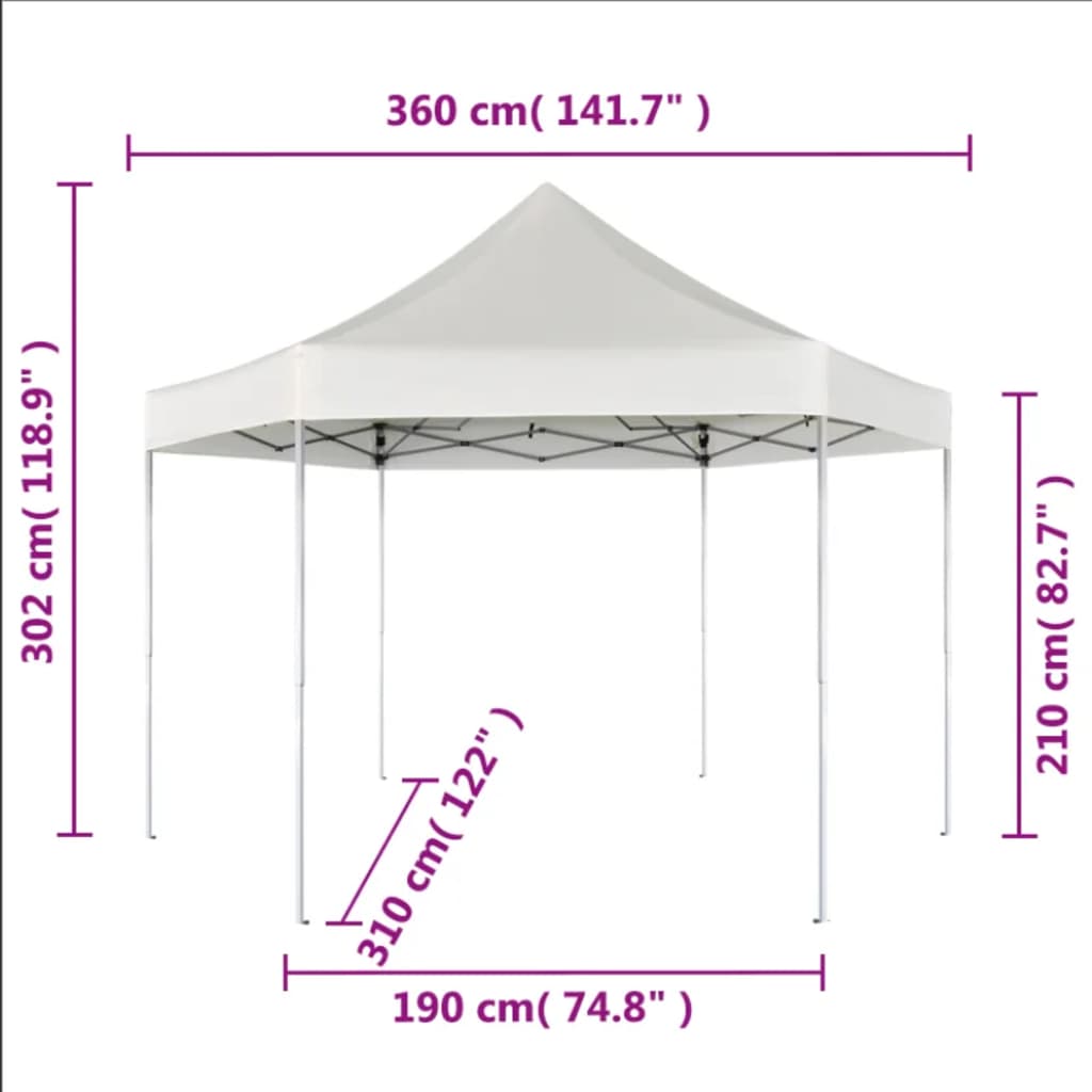 vidaXL Pop-Up-Partyzelt Hexagonal Faltbar Grau 3,6x3,1 m