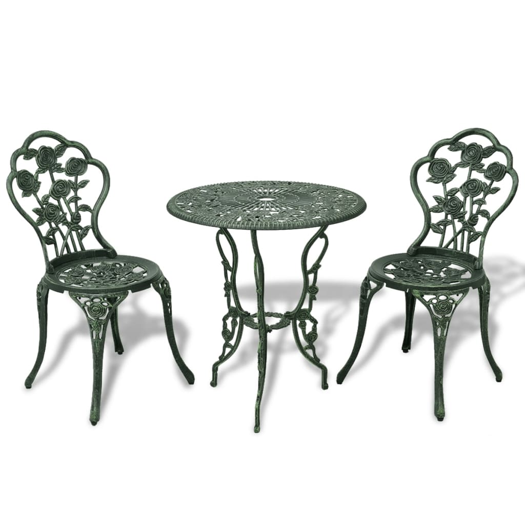 3-tlg. Bistro-Set Aluminiumguss Schwarz