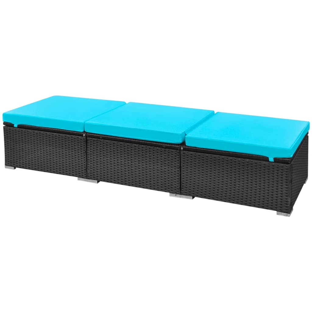 vidaXL 13-tlg. Garten-Lounge-Set mit Auflagen Poly Rattan Blau
