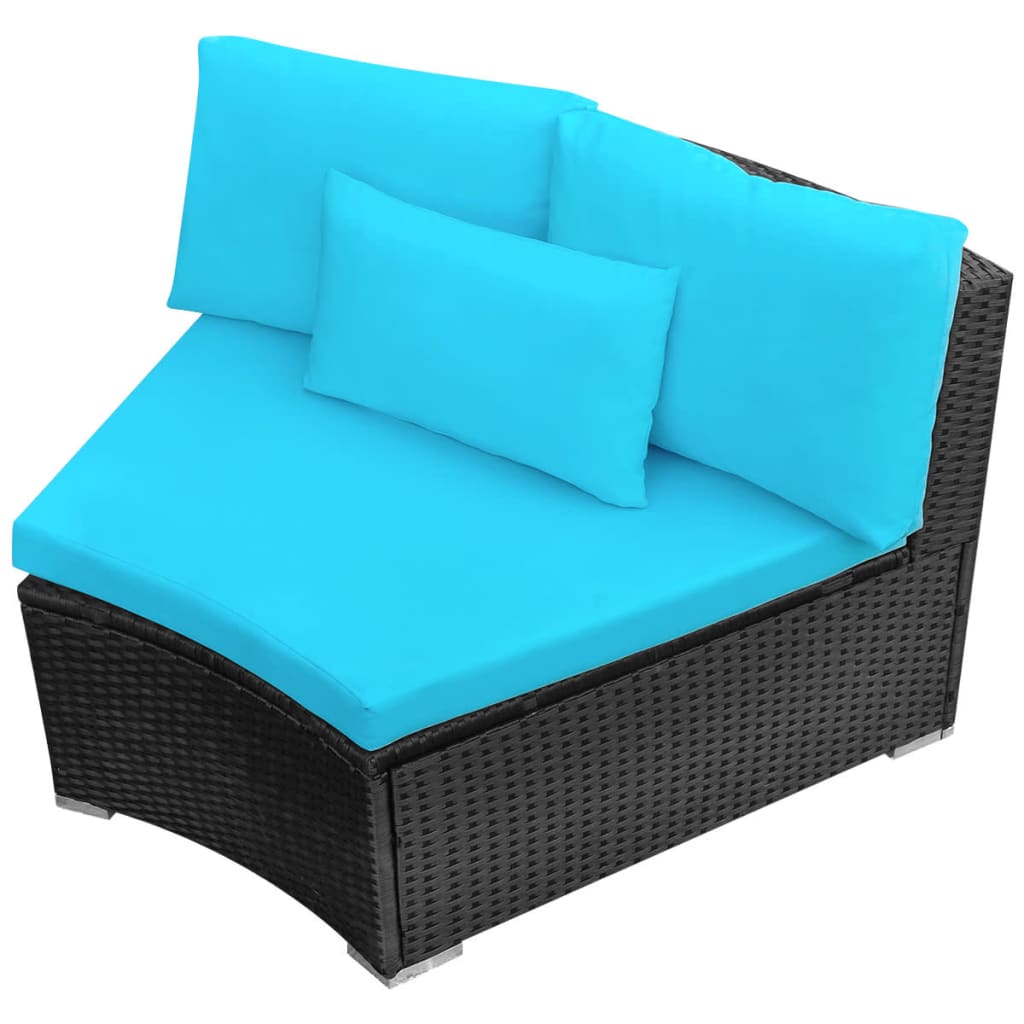 vidaXL 13-tlg. Garten-Lounge-Set mit Auflagen Poly Rattan Blau