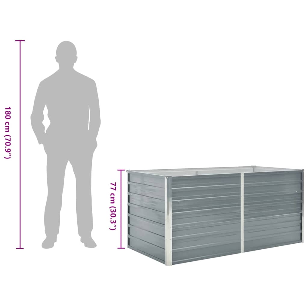vidaXL Hochbeet 160 x 80 x 77 cm Verzinkter Stahl Grau