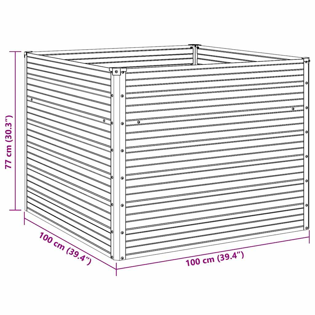 vidaXL Hochbeet 100 x 100 x 77 cm Verzinkter Stahl Grau