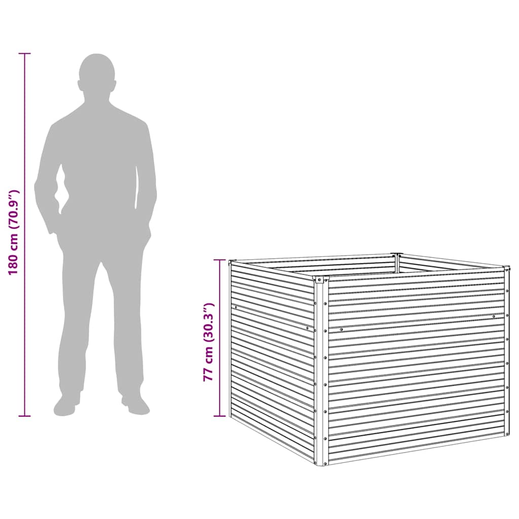 vidaXL Hochbeet 100 x 100 x 77 cm Verzinkter Stahl Grau