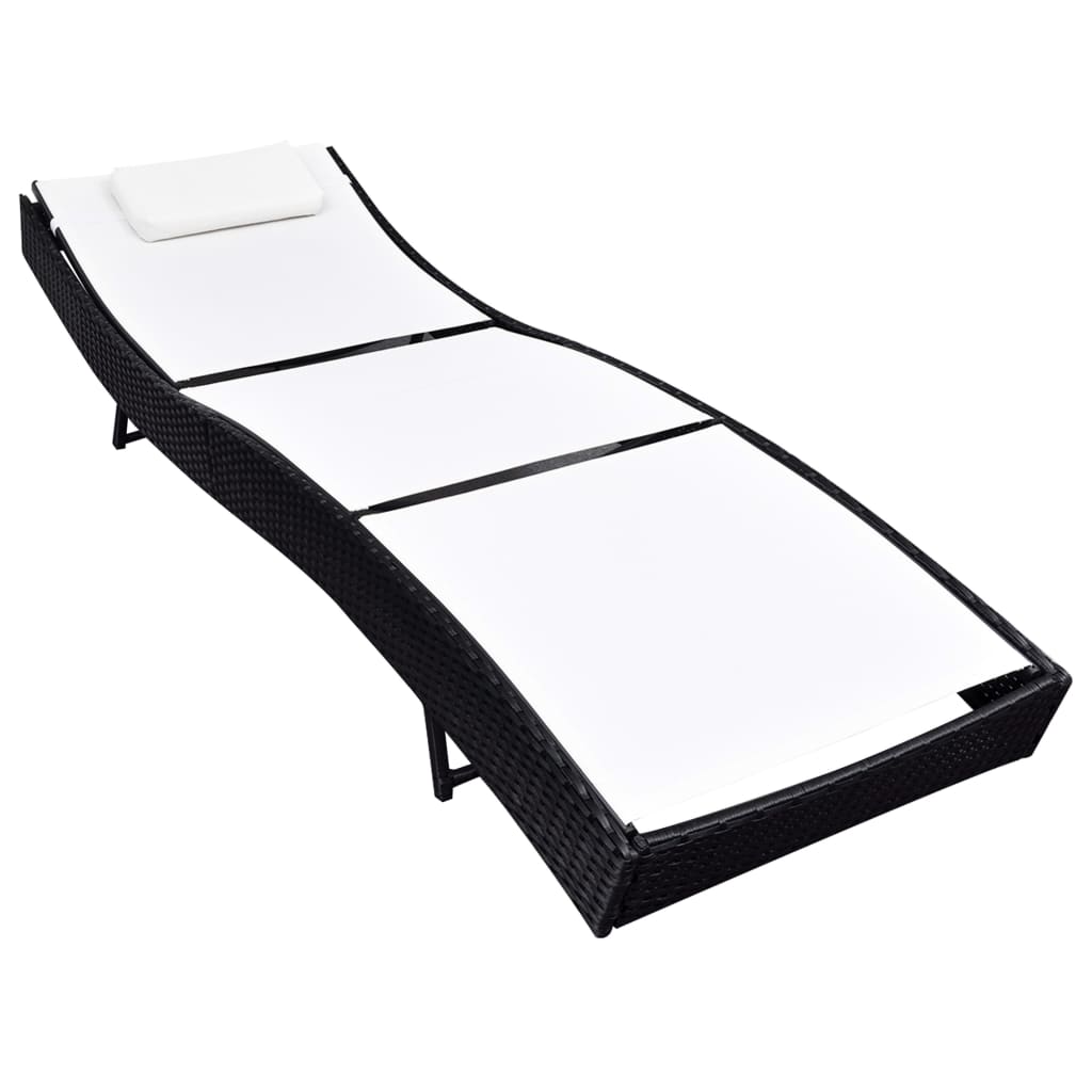 vidaXL Sonnenliege Poly Rattan Schwarz