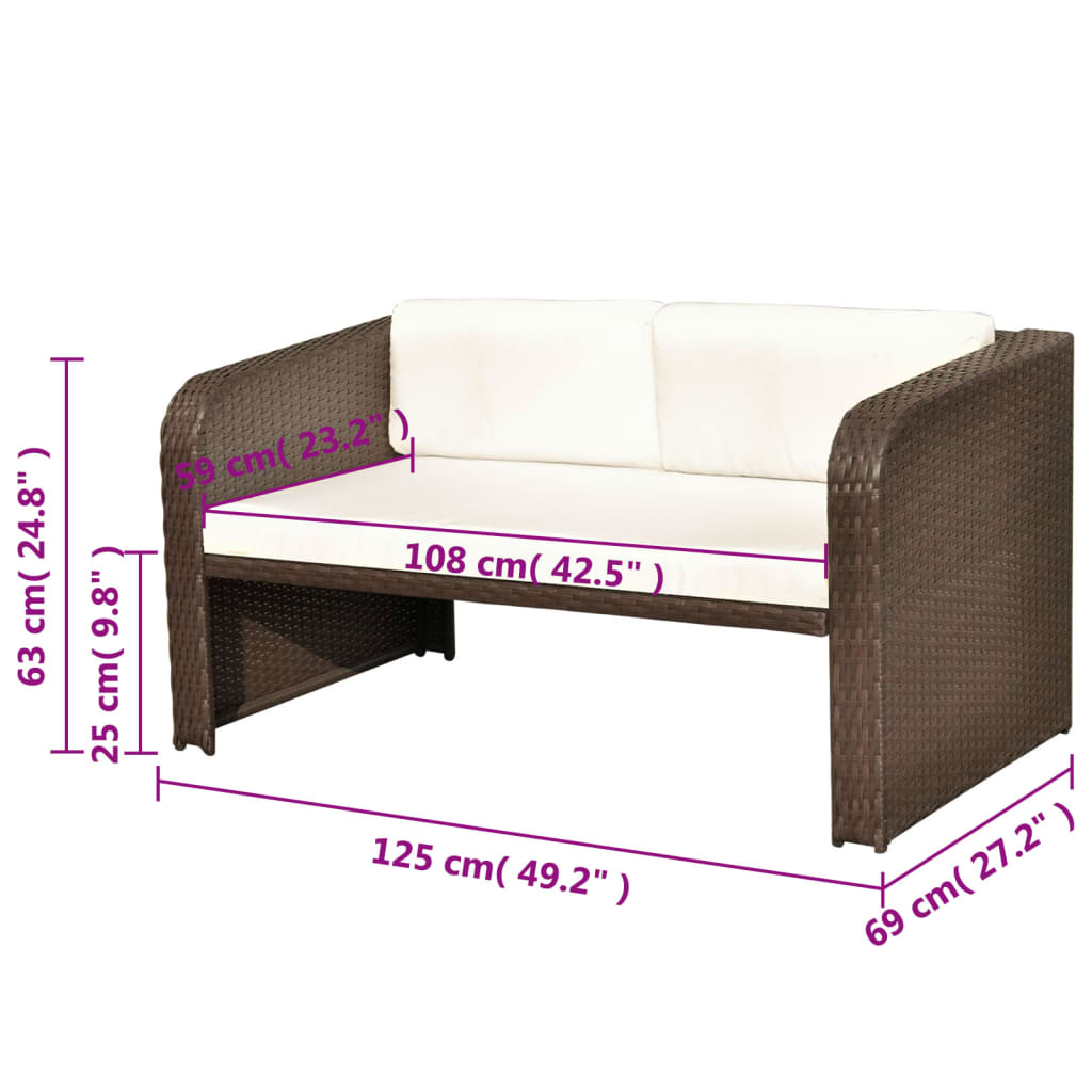 vidaXL 4-tlg. Garten-Lounge-Set mit Auflagen Poly Rattan Braun