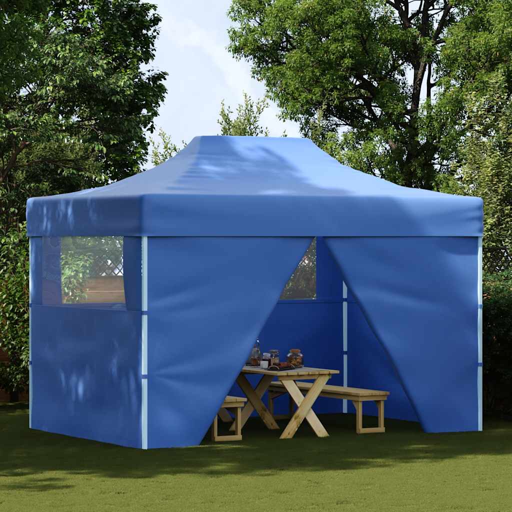 vidaXL Faltzelt Pop-Up mit 4 Seitenteilen 3x4,5 m Blau