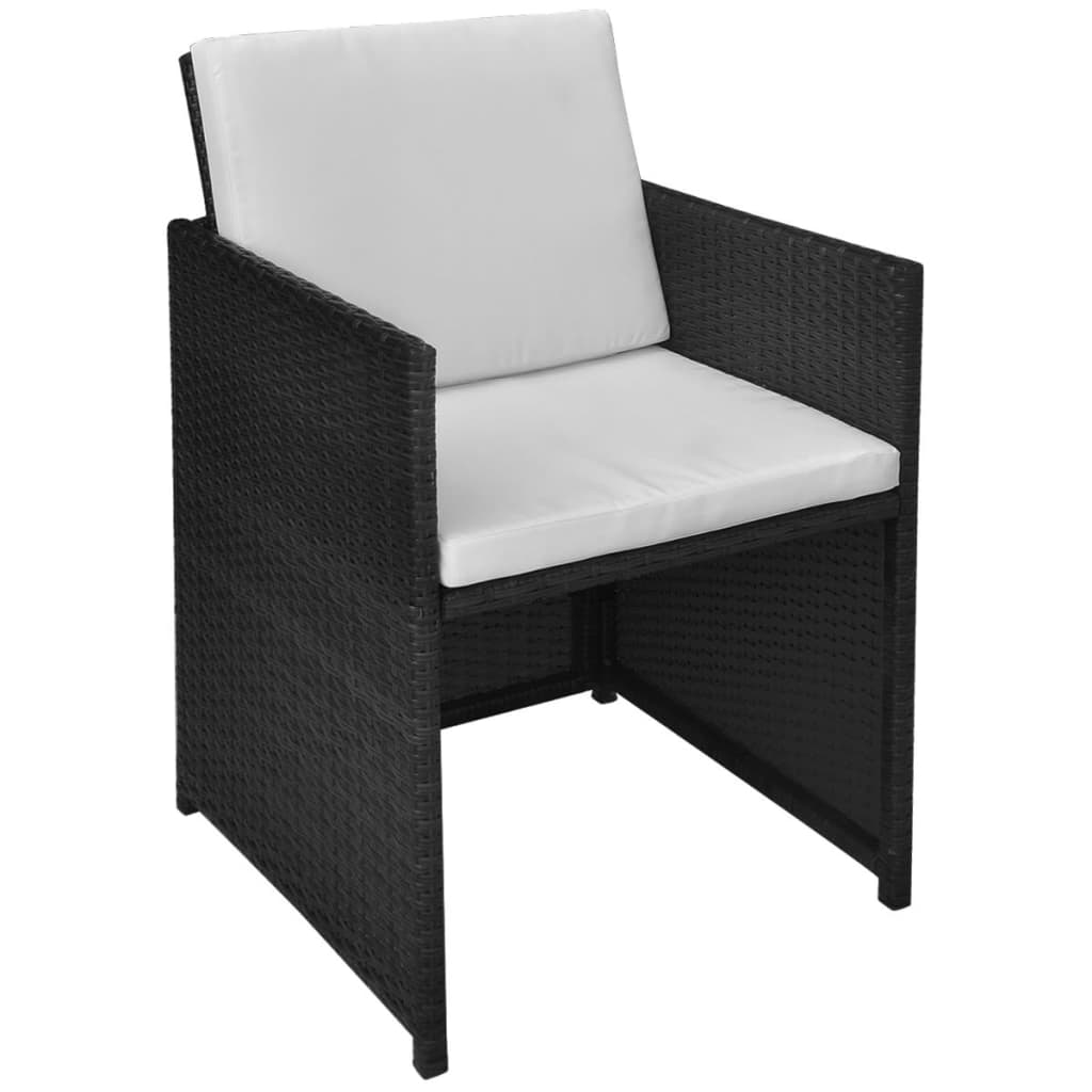 vidaXL 3-tlg. Bistro-Set mit Kissen Poly Rattan Schwarz