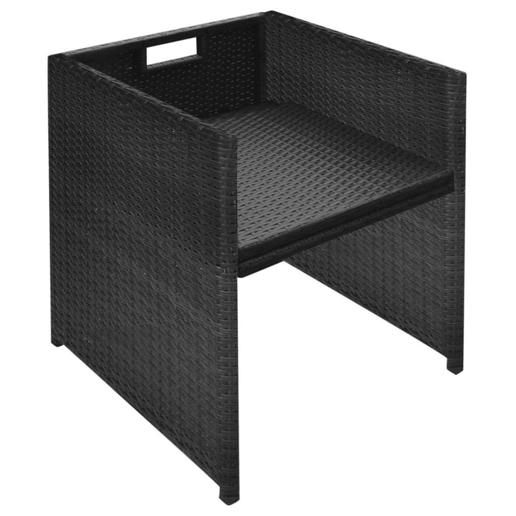 vidaXL 3-tlg. Bistro-Set mit Kissen Poly Rattan Schwarz