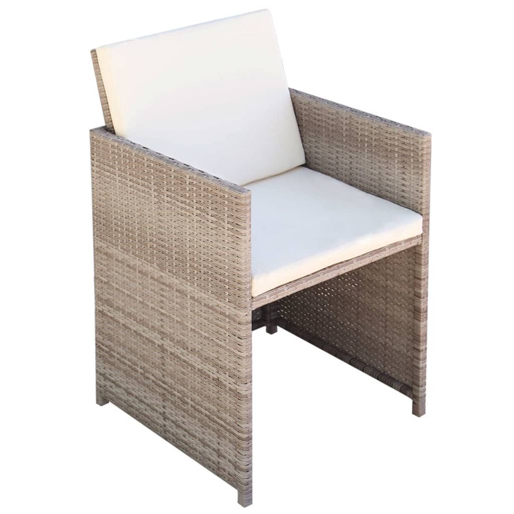 vidaXL 5-tlg. Garten-Essgruppe mit Auflagen Poly Rattan Beige