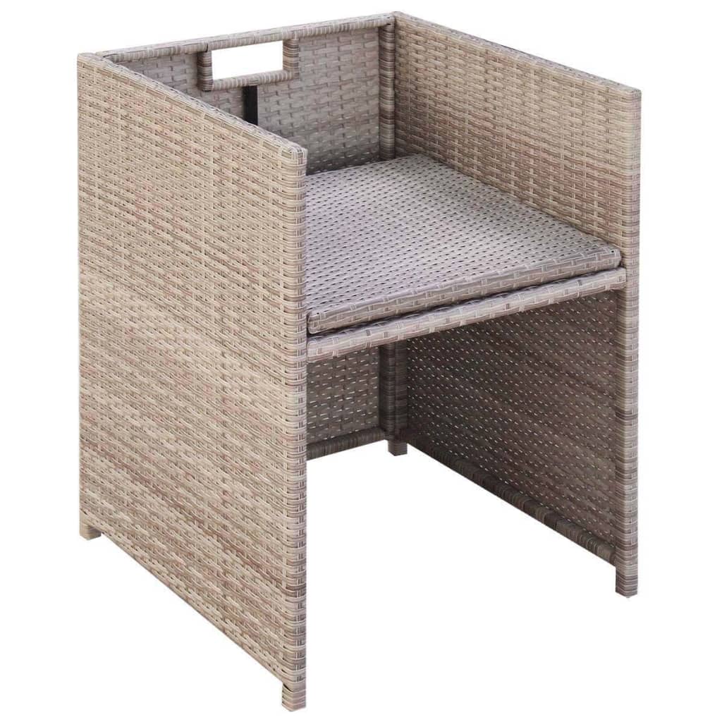 vidaXL 5-tlg. Garten-Essgruppe mit Auflagen Poly Rattan Beige