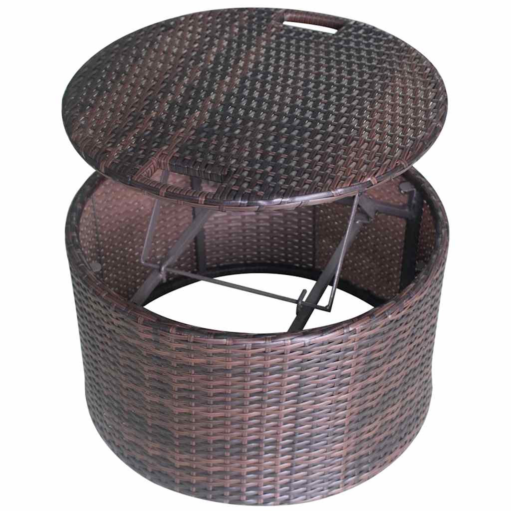 vidaXL Gartenbetten mit Kissen Braun Poly Rattan