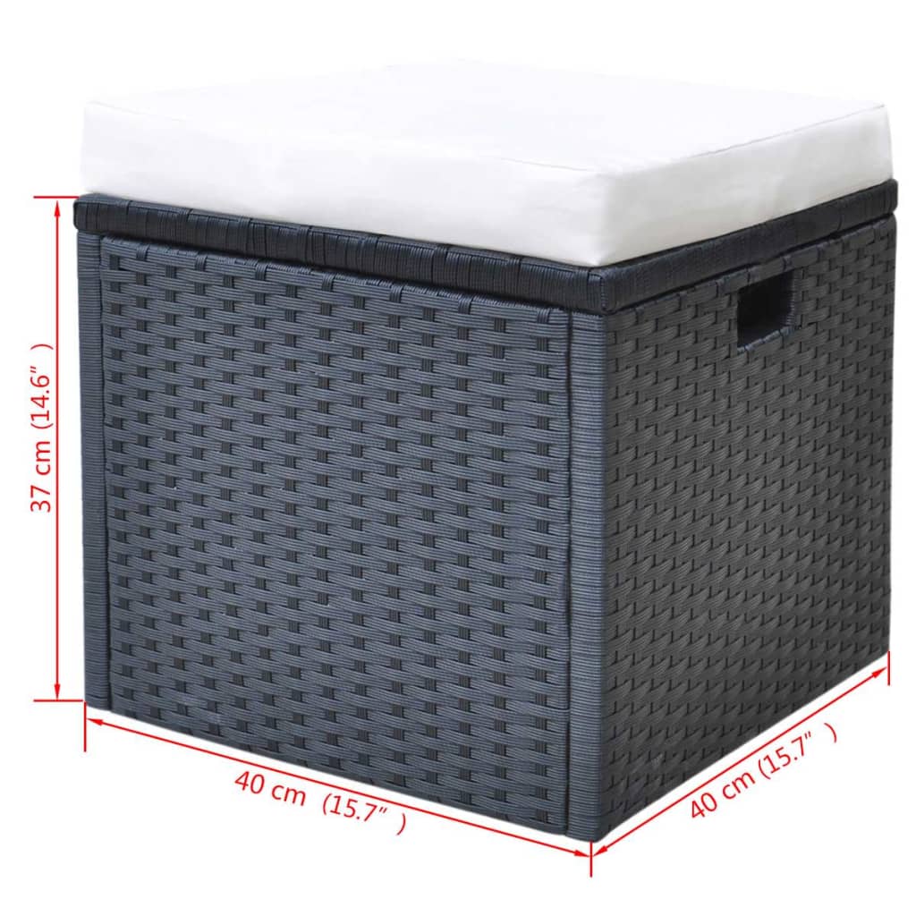 vidaXL 6-tlg. Garten-Essgruppe mit Kissen Poly Rattan Schwarz