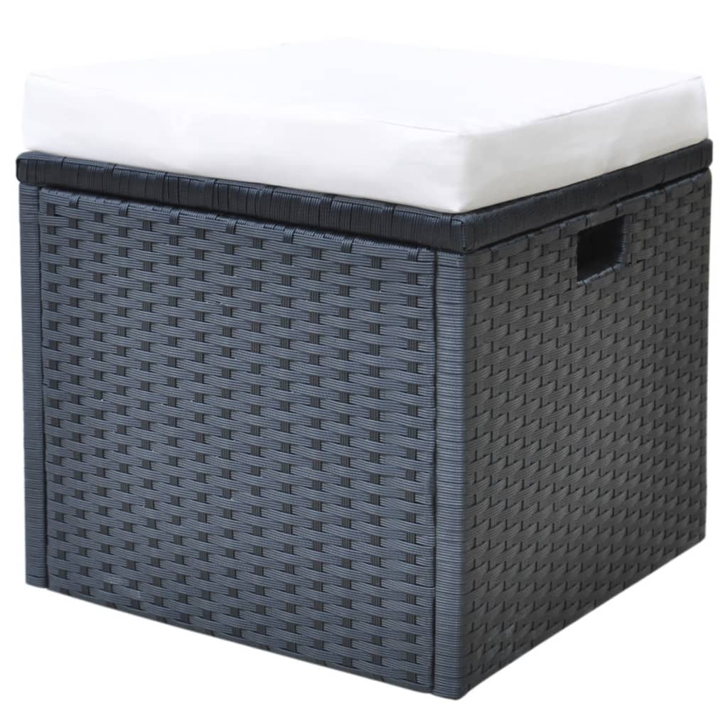 vidaXL 6-tlg. Garten-Essgruppe mit Kissen Poly Rattan Schwarz