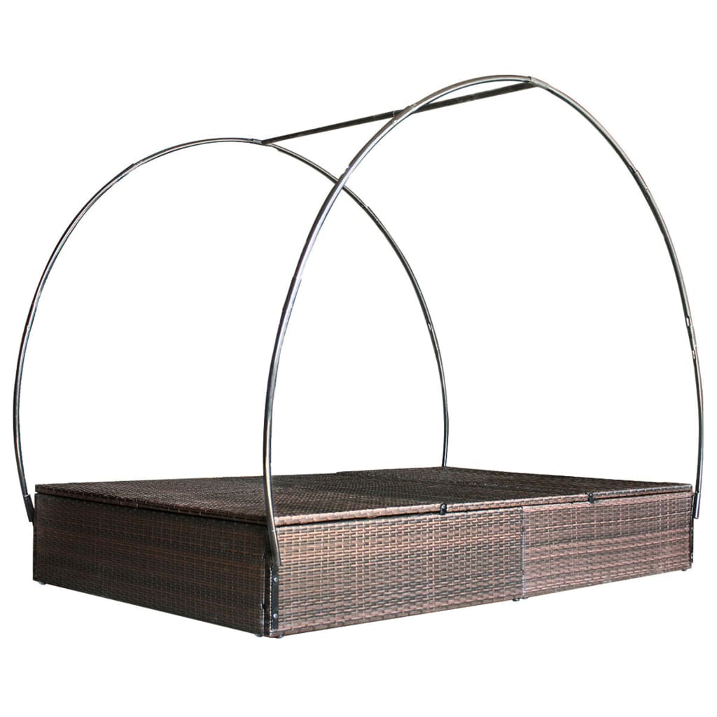 vidaXL Doppel-Sonnenliege mit Sonnendach Poly Rattan Braun