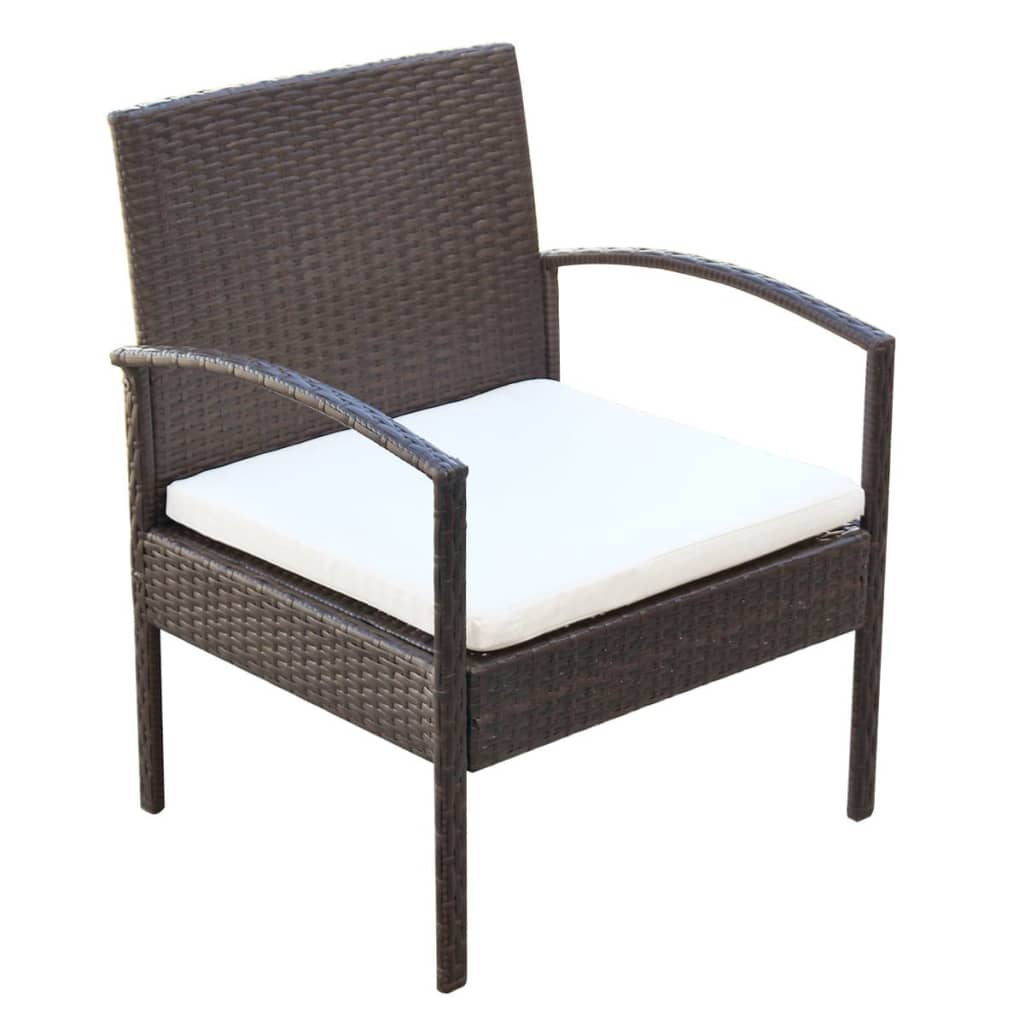 vidaXL 4-tlg. Garten-Lounge-Set mit Auflagen Poly Rattan Braun