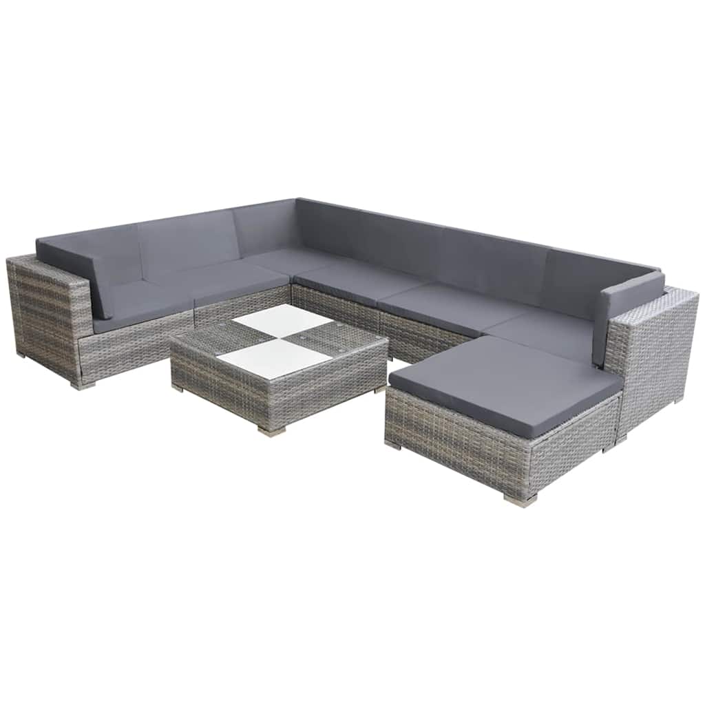 vidaXL 8-tlg. Garten-Lounge-Set mit Auflagen Poly Rattan Braun