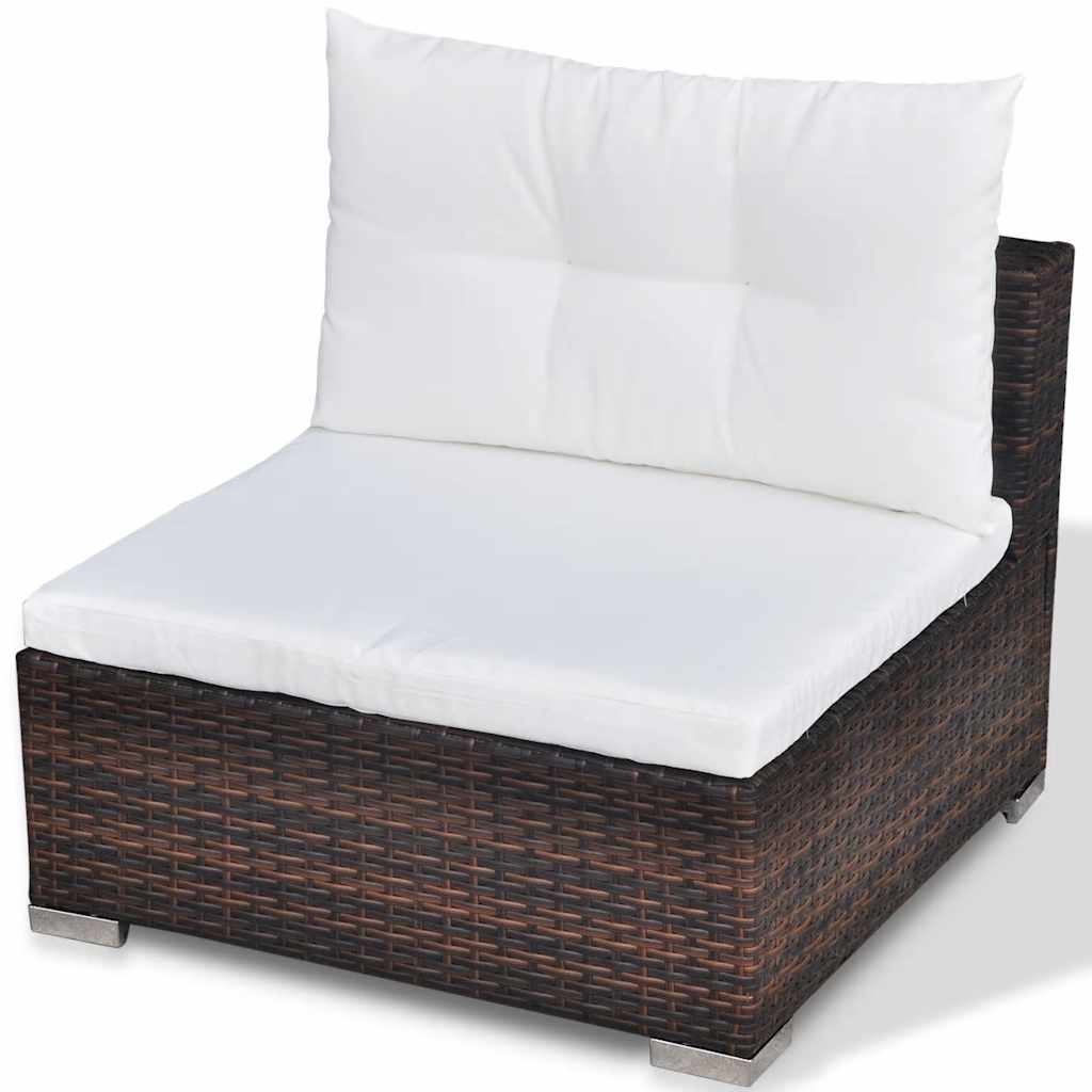 vidaXL 6-tlg. Garten-Lounge-Set mit Kissen Poly Rattan Braun