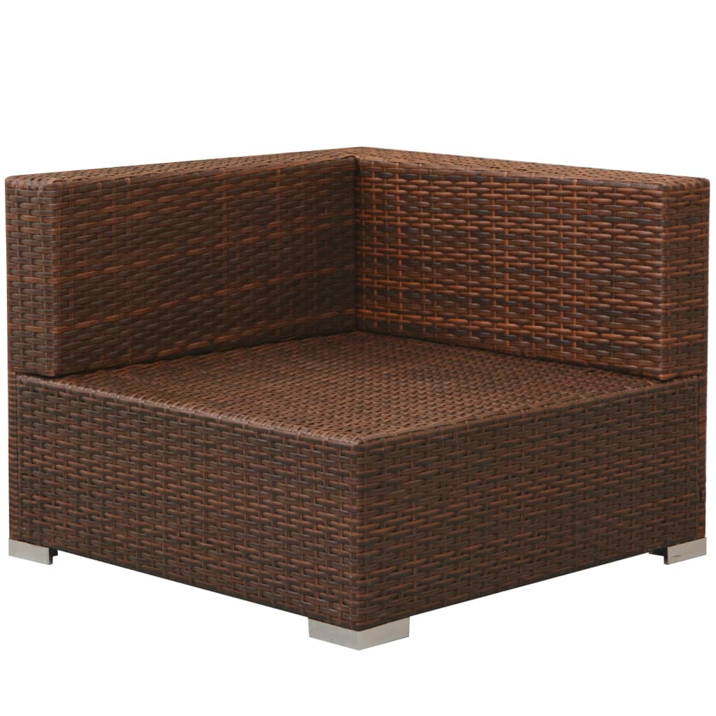 vidaXL 3-tlg. Garten-Lounge-Set mit Kissen Poly-Rattan Braun