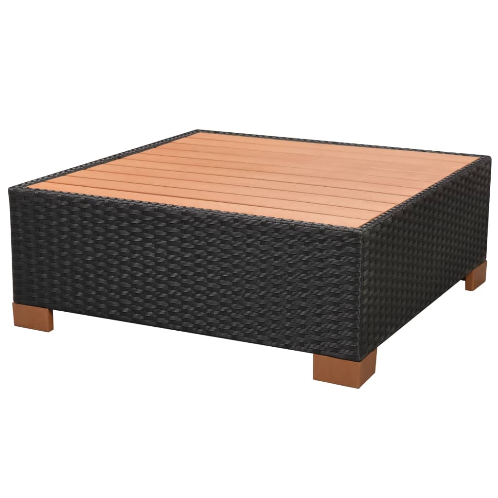 vidaXL 7-tlg. Garten-Lounge-Set mit Auflagen Poly Rattan Schwarz