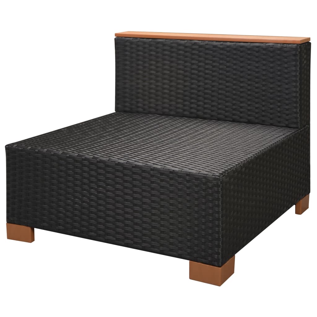 vidaXL 7-tlg. Garten-Lounge-Set mit Auflagen Poly Rattan Schwarz