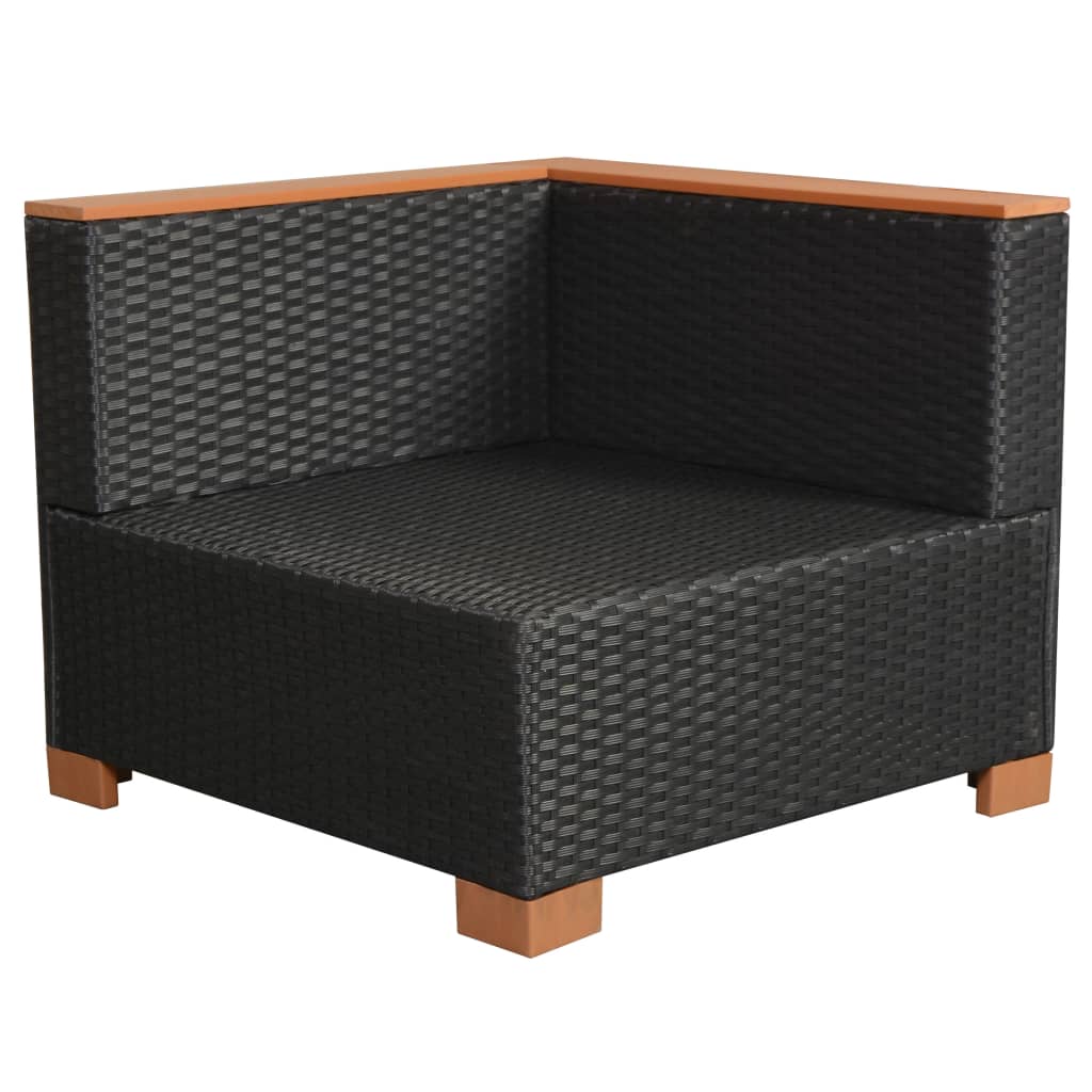 vidaXL 7-tlg. Garten-Lounge-Set mit Auflagen Poly Rattan Schwarz
