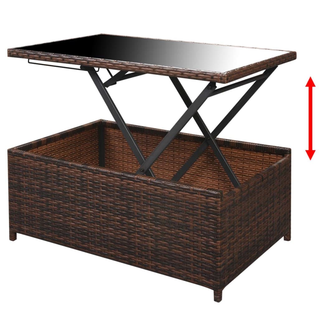 vidaXL 10-tlg. Garten-Lounge-Set mit Auflagen Poly Rattan Braun