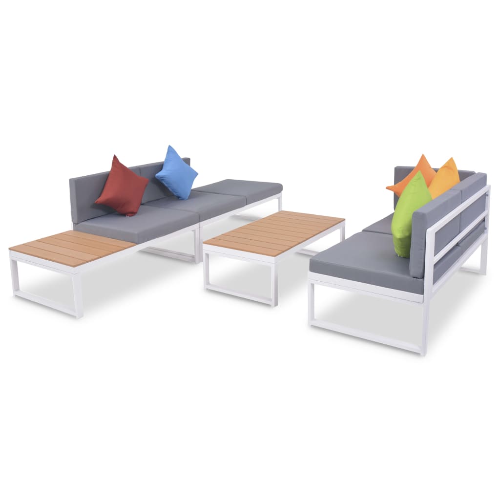 vidaXL 4-tlg. Garten-Lounge-Set mit Auflagen Aluminium und WPC