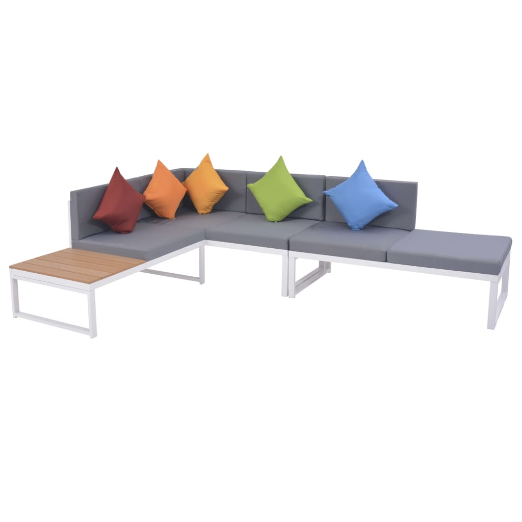 vidaXL 4-tlg. Garten-Lounge-Set mit Auflagen Aluminium und WPC