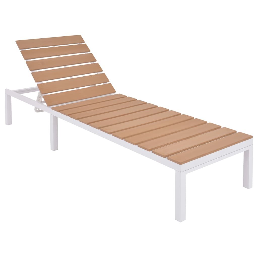 vidaXL Sonnenliegen 2 Stk. mit Tisch Aluminium WPC Weiß und Braun