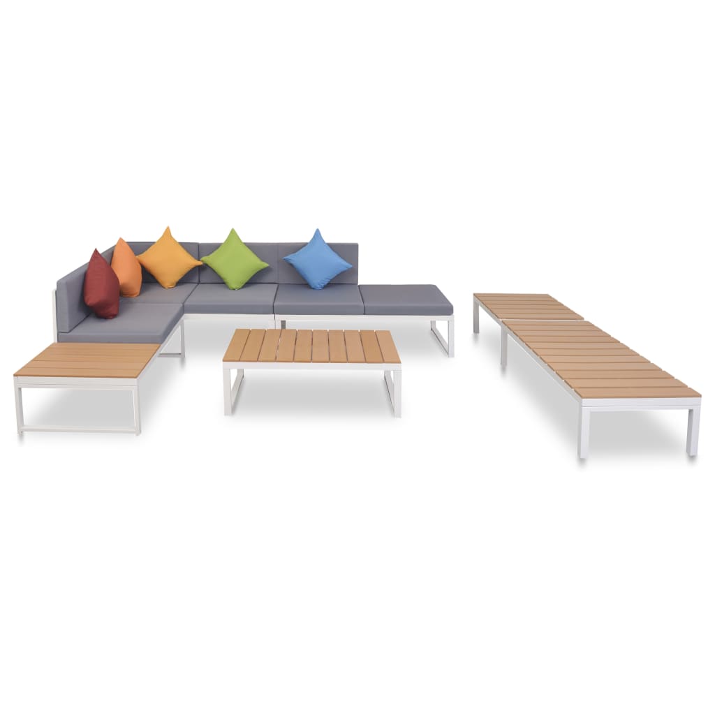 vidaXL 4-tlg. Garten-Lounge-Set mit Auflagen Aluminium und WPC