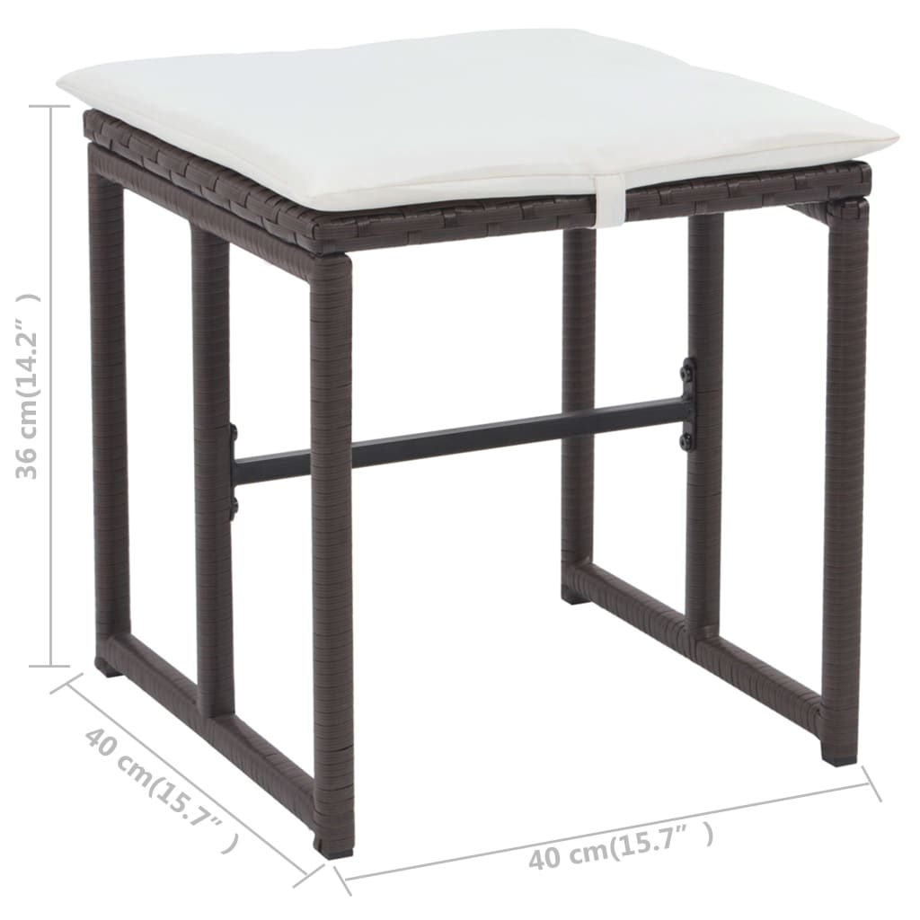 vidaXL 5-tlg. Garten-Essgruppe Stahl Poly Rattan Braun